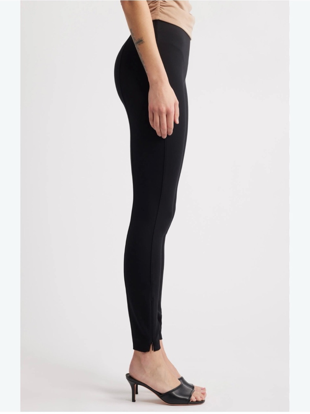 SPANX Black High-Waist Slim Leggings with Ankle Slit
